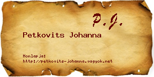 Petkovits Johanna névjegykártya